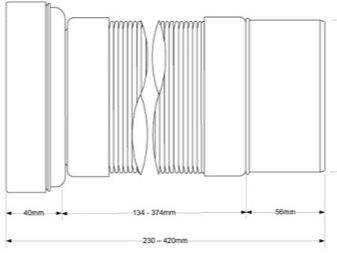 Fleksibelt grenrør til en toiletskål og detaljerne i forbindelse med tilslutning af VVS-installationen med det