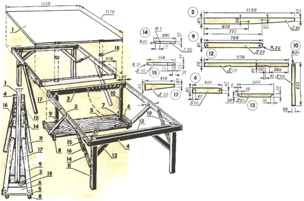 Gør-det-selv metal arbejdsbord i garagen: tegninger og diagrammer, værktøjer og materialer, trin-for-trin instruktioner, arrangement