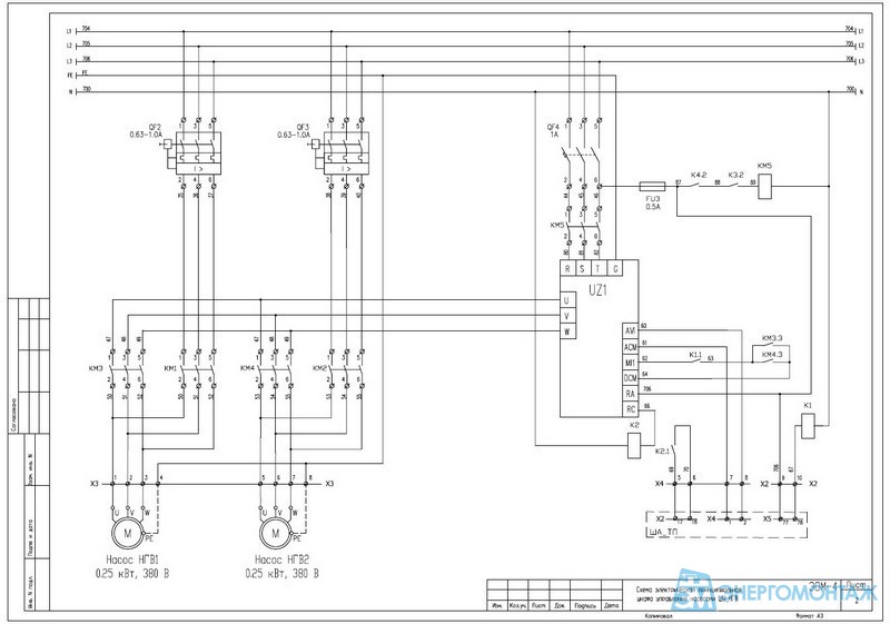 Pumpenschaltschrank mit Frequenzumrichter (Schema)