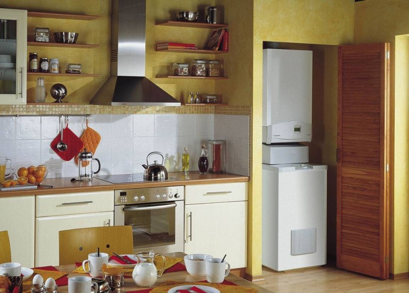 Designnuancen des Designs eines Gaskessels in der Küche