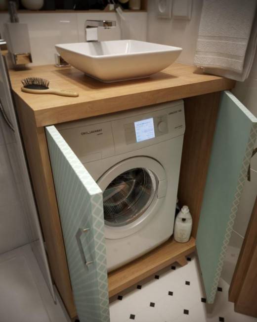 Waschbecken über der Waschmaschine: Designmerkmale + Installationsnuancen