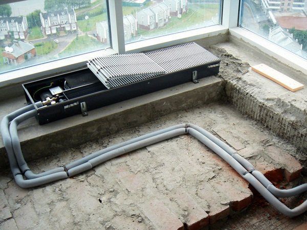 Installation von Heizkonvektoren, Anschluss- und Installationsschema, Gerät und Funktionsprinzip