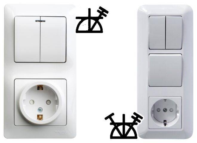 Betegnelse af stikkontakter og afbrydere på konstruktionstegninger og el-diagrammer.