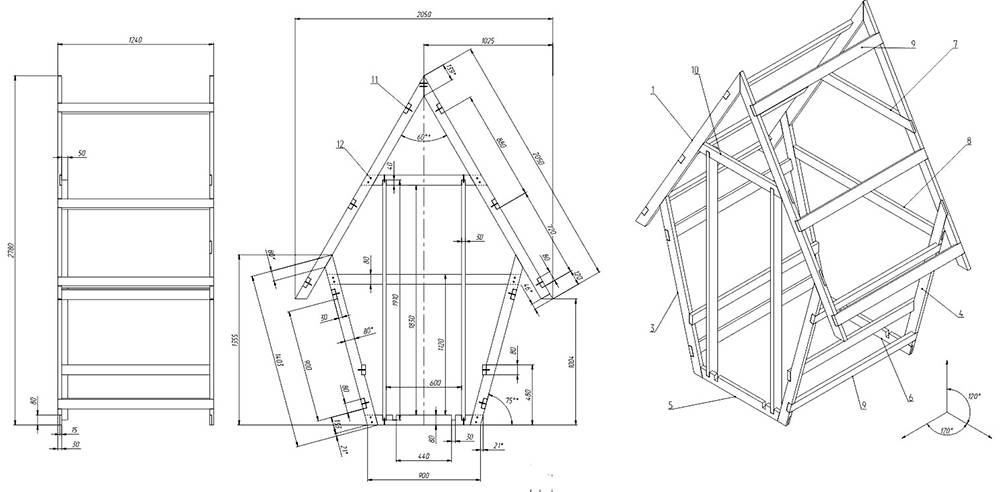 Do-it-yourself-Landtoilette von Grund auf neu: Diagramme, Abmessungen, Design und Layout