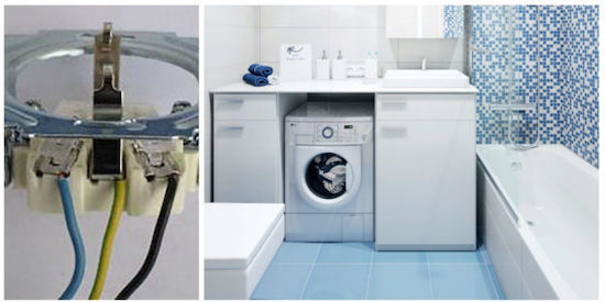 Steckdose für eine Waschmaschine im Badezimmer: Installationsprinzipien
