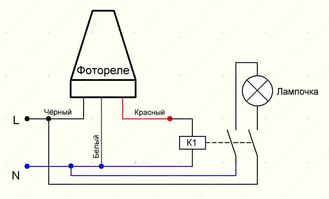 Fotorelais für Straßenbeleuchtung (Auswahl, Anschlusspläne)