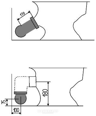 Das Schema des kompetenten Anschlusses der Toilettenschüssel an den Abwasserkanal