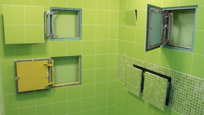Auswahl von Sanitärklappen für Bad und Toilette: Abmessungen, Typen + Fotos