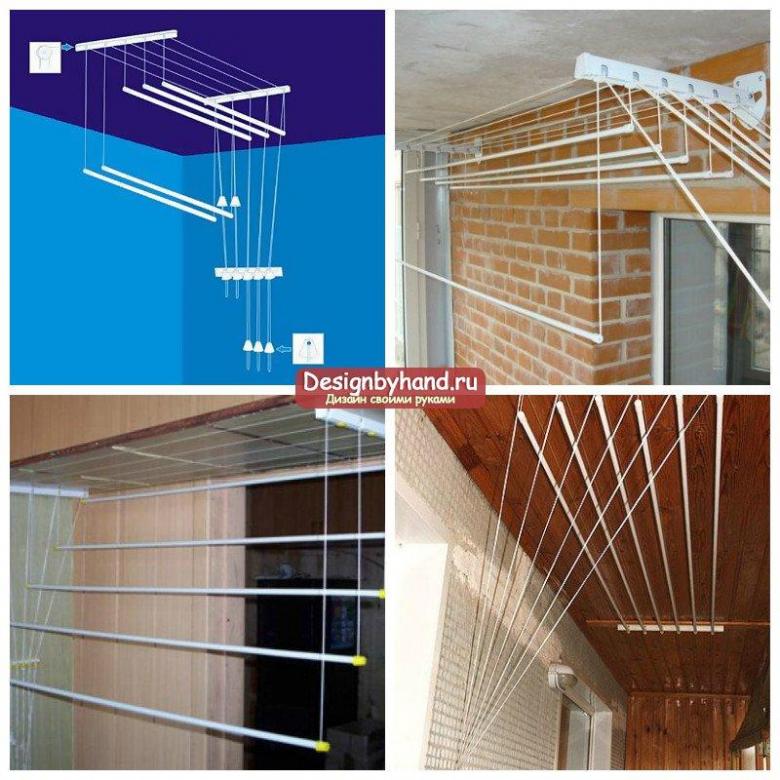 Wäschetrockner auf dem Balkon: Decke, Wand, Typen, Foto