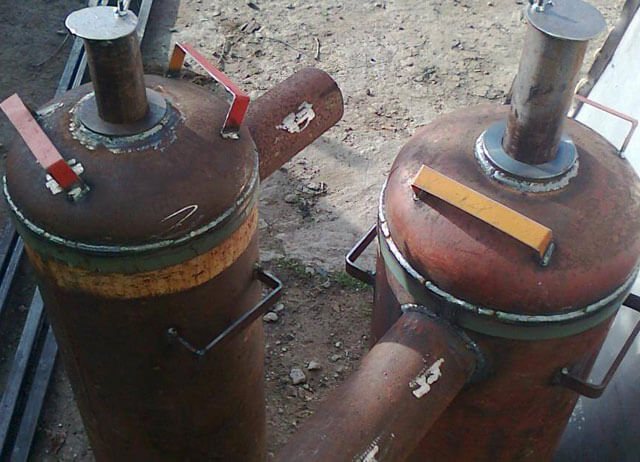 Ofen aus einer langbrennenden Gasflasche, in Entwicklung: Zeichnungen