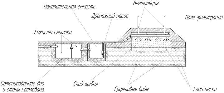 Hvordan en septiktank fungerer: konstruktionsplan og funktionsprincip for et standarddesign