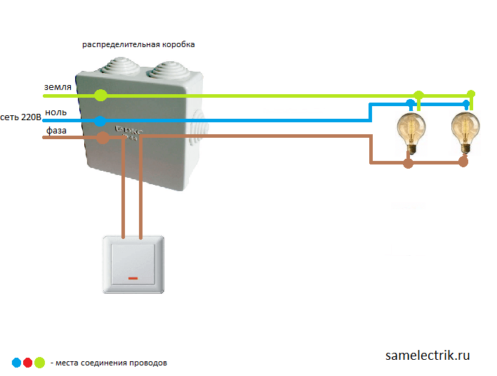 Sådan tilsluttes pæren via en switch: diagrammer og tilslutningsregler