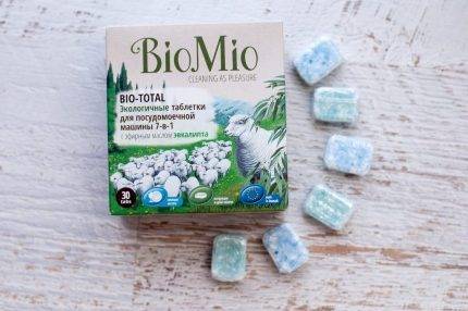 Tabletten Bio Myo (Biomio) für die Spülmaschine: Kundenbewertungen, Vor- und Nachteile, Anwendungsregeln