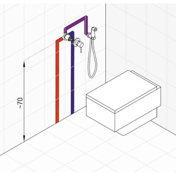 Hygienische Dusche für eine Toilettenschüssel mit Mischer, Typen, Einbau in eine Toilette, Foto