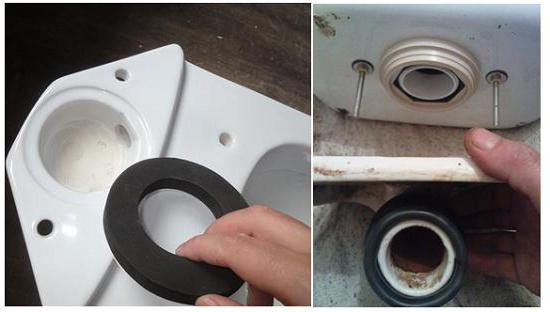 Dichtung zwischen Tank und Toilette: Typen, Zweck, Installationsmerkmale