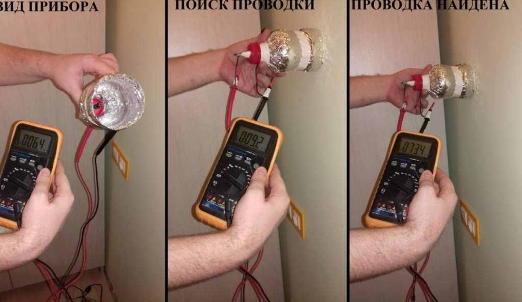 So finden Sie die Verkabelung in der Wand ohne ein Gerät mit Ihren eigenen Händen oder mit einem Multimeter