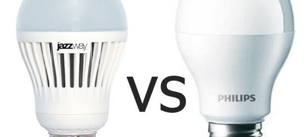 Vergleich von Philips- und Jazzway-LED-Lampen