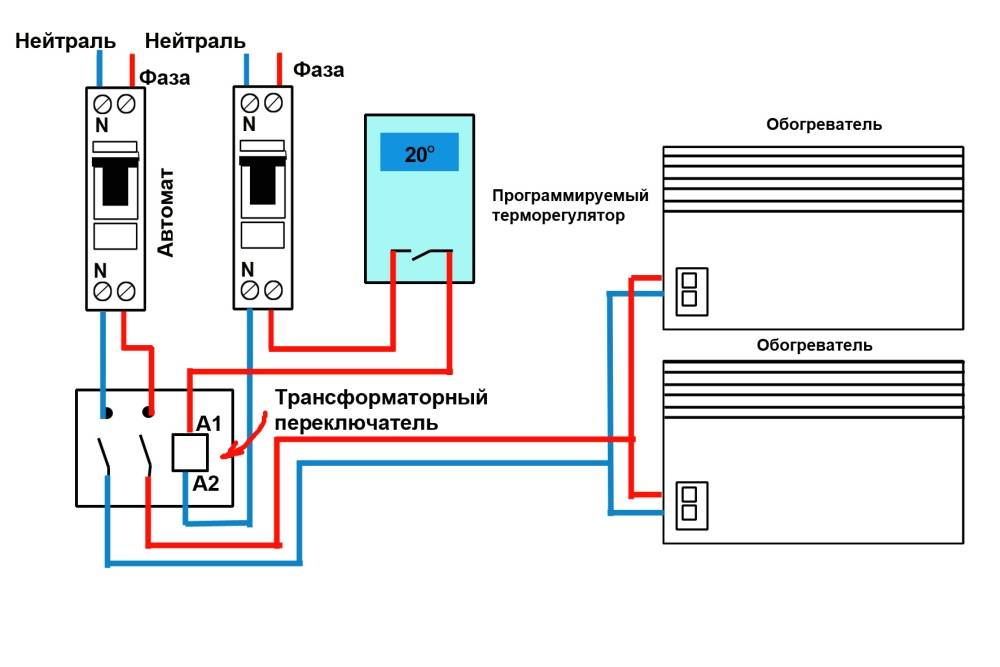 Thermostat für eine Heizung: Anschließen eines Thermostats an eine Steckdose eines Haushaltsgeräts, Diagramm zum Anschließen eines Thermostats mit einem Lufttemperatursensor