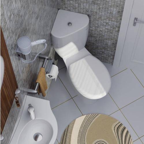 Ecktoilettenschüssel mit Spülkasten: Typen, Installation einer Eckinstallation, Abmessungen (+ Foto)