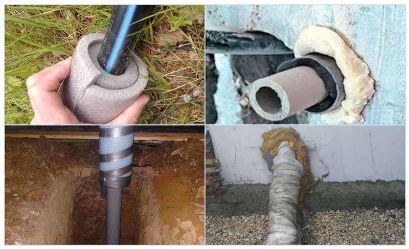 Möglichkeiten, eine Wasserleitung auf der Straße, über und unter der Erde, unter dem Boden eines Hauses zu isolieren