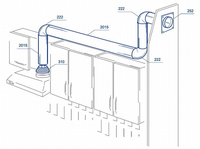 Hauben für die Küche mit einer Entlüftung zur Belüftung: Diagramme, Installationsregeln