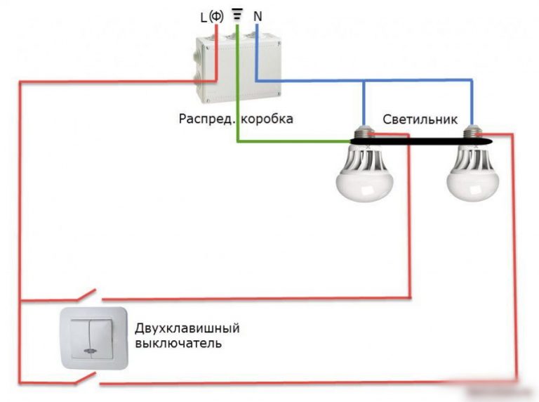 Schaltplan für einen Doppelschalter für zwei Glühlampen: Installation