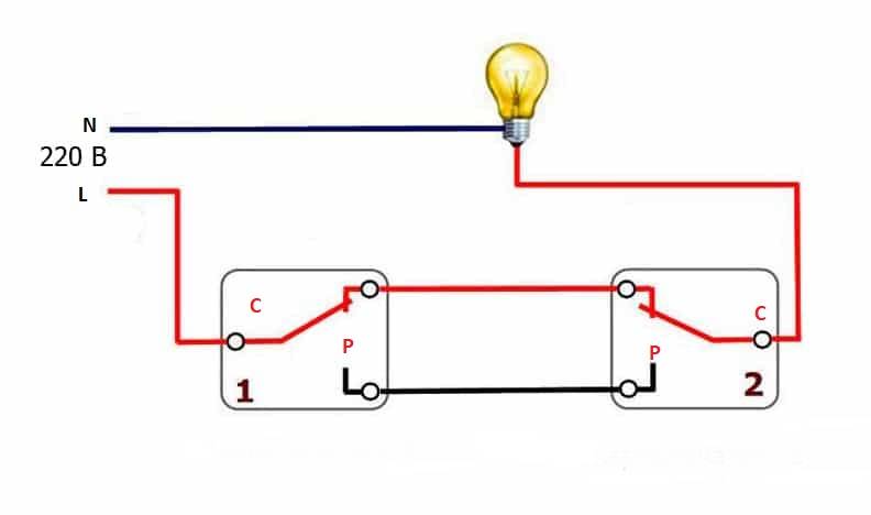  Ledningsdiagram for en enkelt-gang gennemgangsafbryder: analyse af kredsløbet og proceduren for udførelse af arbejde