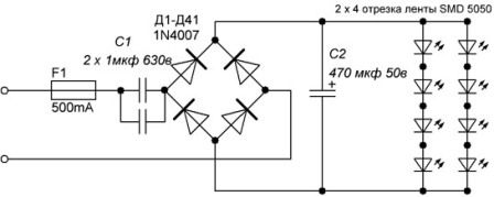 Do-it-yourself-LED-Lampe: Design, Diagramm, Selbstmontage