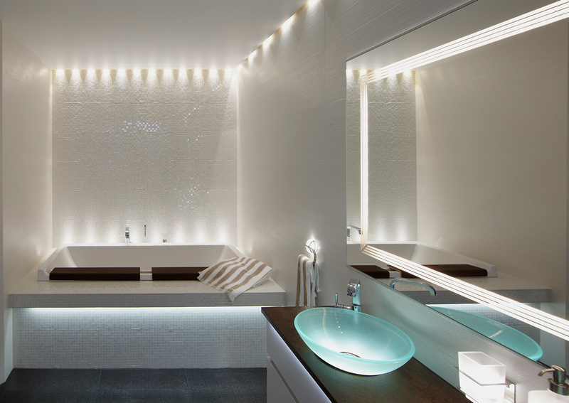 Beleuchtung im Badezimmer: Fotobeispiele, Organisationsregeln