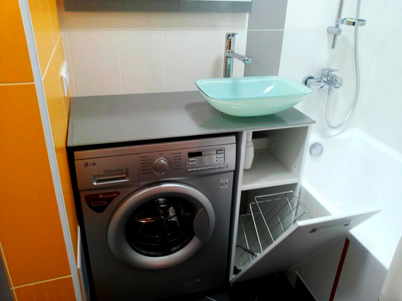 Seerosenwaschbecken: Auswahl und Installation über einer Waschmaschine