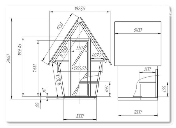 Do-it-yourself-Toilette auf dem Land - Anleitung, Zeichnung mit Maßen