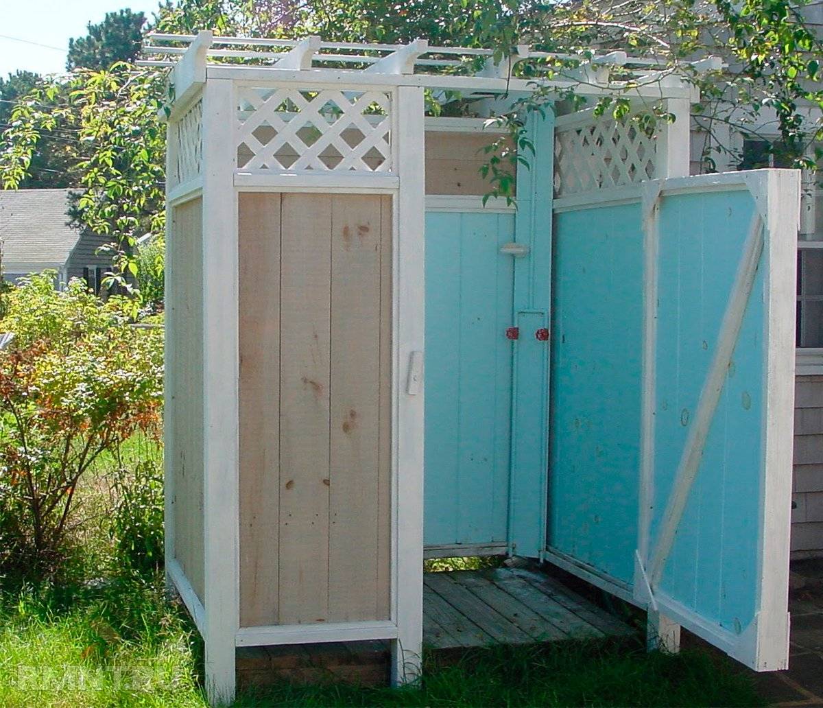 Sommerdusche zum Selbermachen für eine Sommerresidenz: Fotos und Zeichnungen