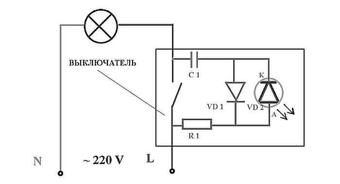 So schließen Sie einen hintergrundbeleuchteten Schalter an: Diagramm und Gerät