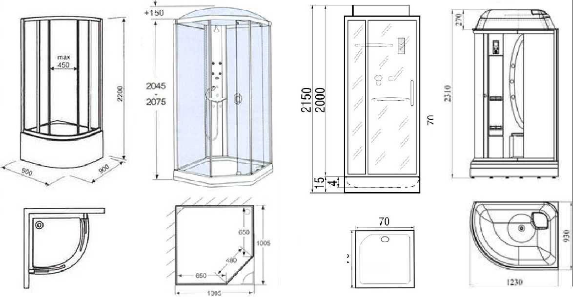 Standards für Duschkabinen- und Wannenparameter
