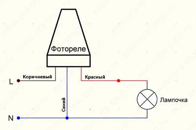 Ledningsdiagram for lysbarriererelæet til gadebelysning: manuel installation