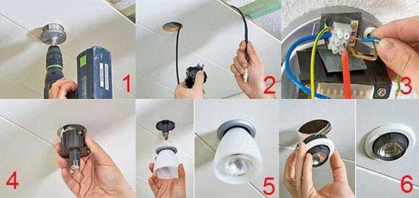 Glühbirnen für Spanndecken: Regeln für die Auswahl und den Anschluss + Anordnung von Lampen an der Decke